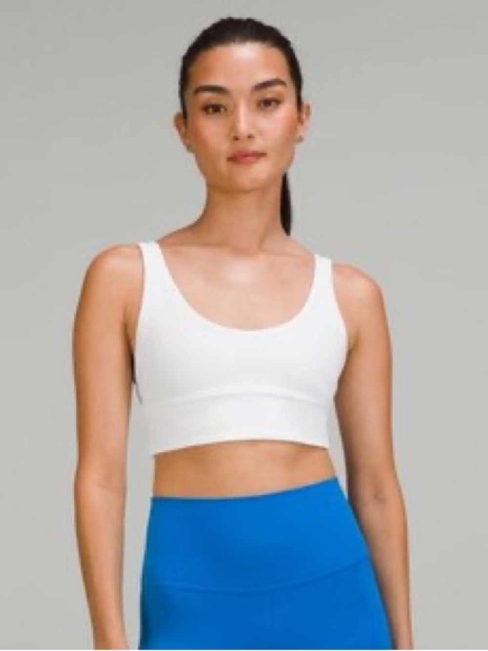 Lululemon White Scoop Neck Crop Sports Bra